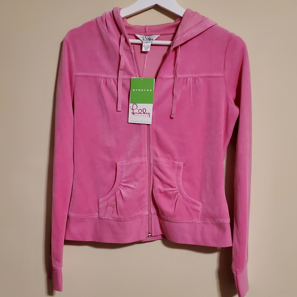 Lilly Pulitzer Pink Velour Zip-Up Hoodie